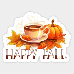 Happy Fall Coffee Pumpkin Sticker